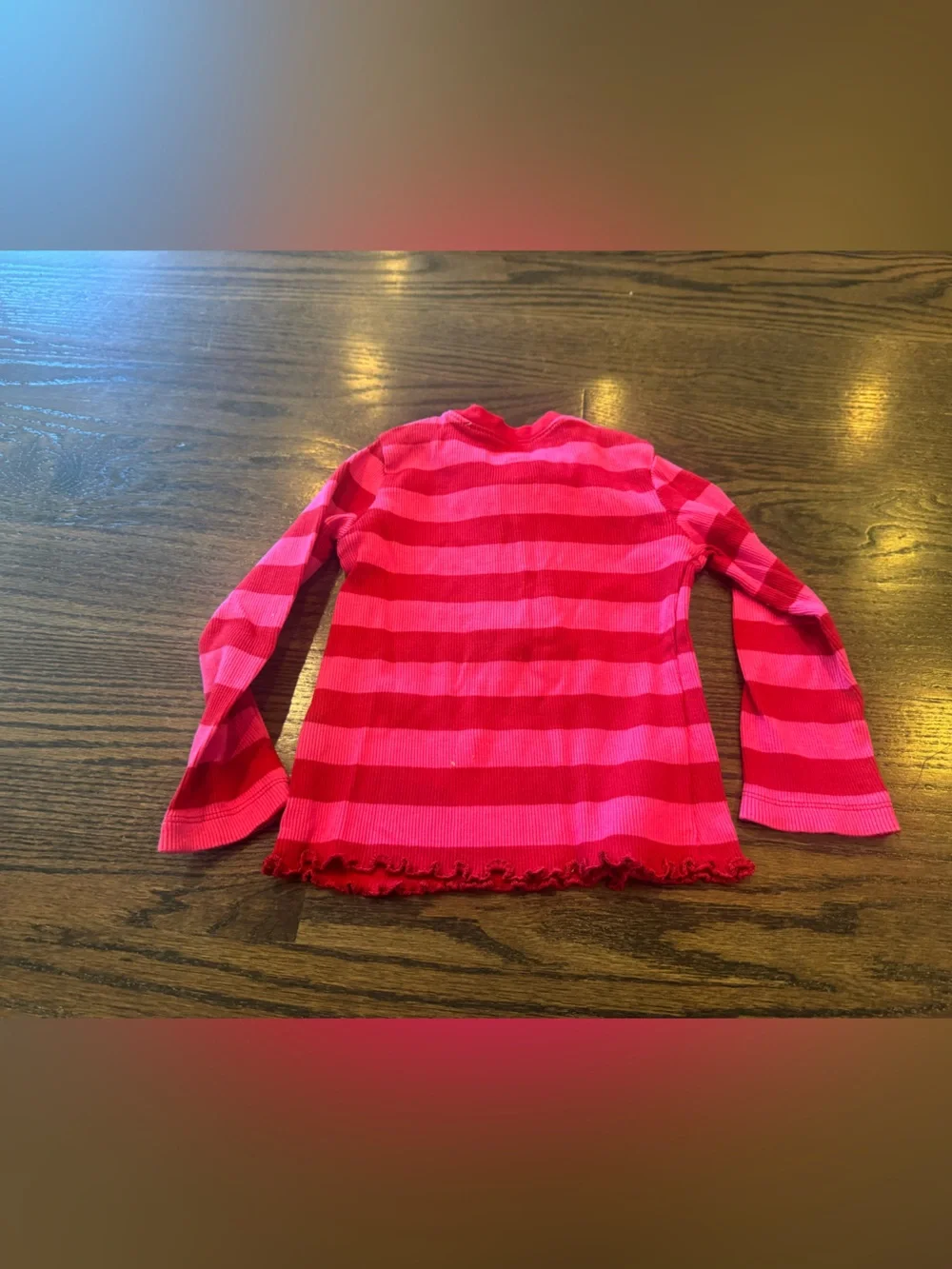 Old Navy Pink and Red Striped Long-Sleeve Henley